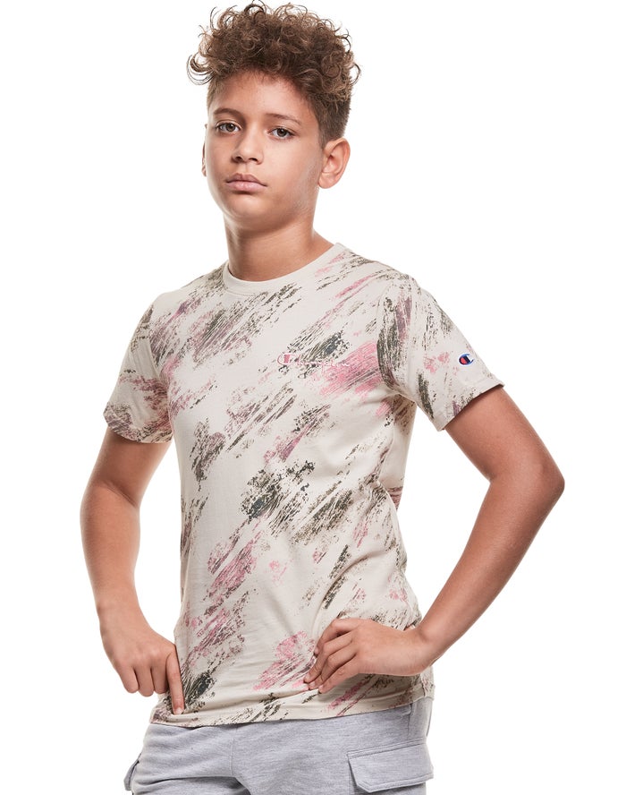 Champion T-Shirt Jongens - Khaki/Groen - Cotton Crayon Blur Print ( 917436-HMN )